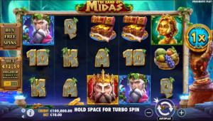 The Hand of Midas com símbolos de ouro e gráficos envolventes.